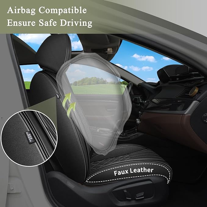 Full Set Car Seat Covers for Toyota Highlander 2008-2025 2026: Breathable Perforated Leather Seat Cover (Black)