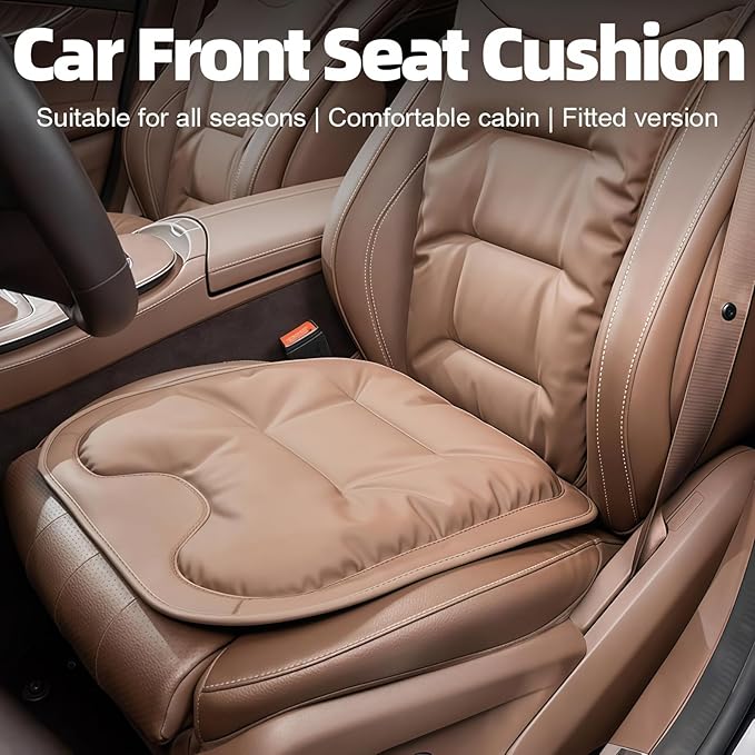 Car Seat Cushion, 2025 New Skin-Friendly Leather Seat Cushions, Breathable Dirt-Repellent Memory Foam Pad for Most Auto & Office Chairs (White)