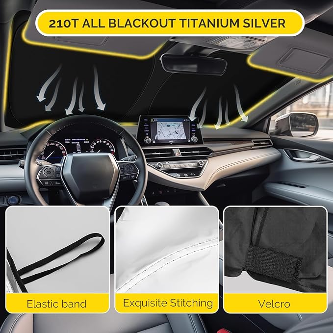 Car Windshield Sun Shade Compatible with 2021 2022 2023 2024 2025 2026 Toyota Sienna Accessories Sunshade Custom Foldable Windshield Sun Visor Protector Blocks UV Rays Keep Your Car Cooler