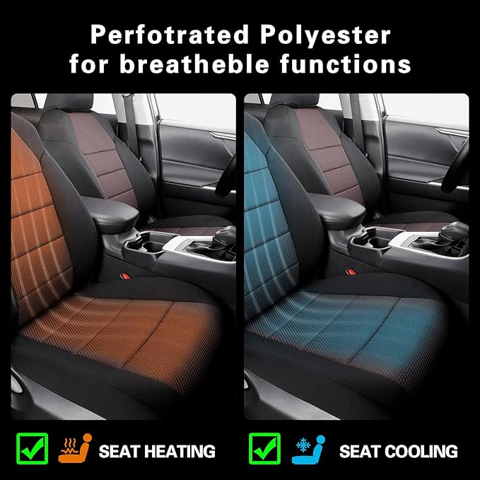 coverdream 2026 Rav4 Seat Covers Custom Fit for 2026 Toyota Rav4 Hybrid (SE,XSE) & PHEV GR Sport SUV,Full Set Polyester Car Seat Protector Black&Wine Red
