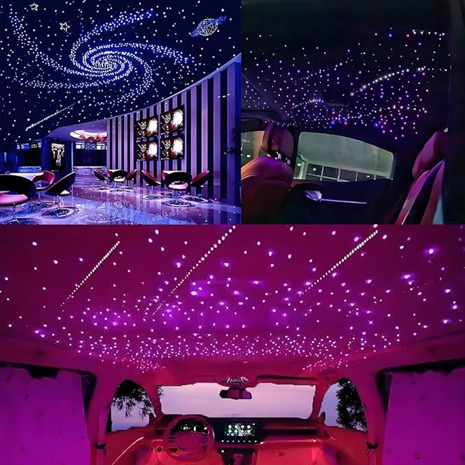 AKEPO 32W RGBW Twinkle+Bluetooth App Control+Music Mode+Meteor Shooting Star Effect Fiber Optic Lights Kit, Star Ceiling Sky Light 1000pcs of 0.75mm 16.4ft/5m Fiber Strands for Car & Media Room Decor