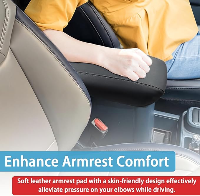 Center Console Armrest Cover Fit for Ford Maverick Accessories 2022-2025 2026 Armrest Case Arm Rest Storage Box Pad Console lid Protector Leather Seat Box Cushion (Gray Stitches)