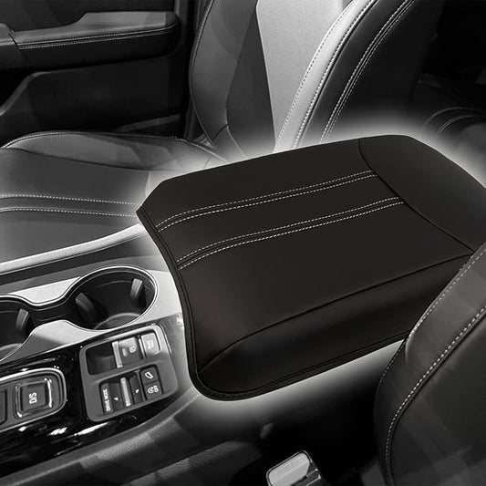 Center Console Pad Armrest Box Cover Compatible with 2023 2024 2025 Honda Pilot Accessories, Black Leather Protector Accessories for Pilot Armrest Pad Automotive Center Console Soft Cushion