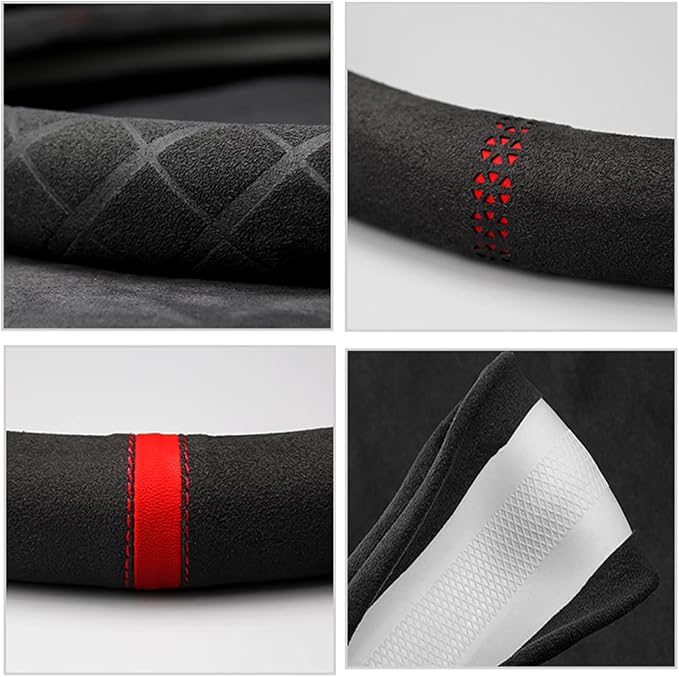 Suede Steering Wheel Cover,Compatible with Toyota Avalon Camry Corolla Highlander RAV4 Land Cruiser Suede Sport Non-Slip Wheel Cover Car Interior Accessories 15 inch for Man and Women