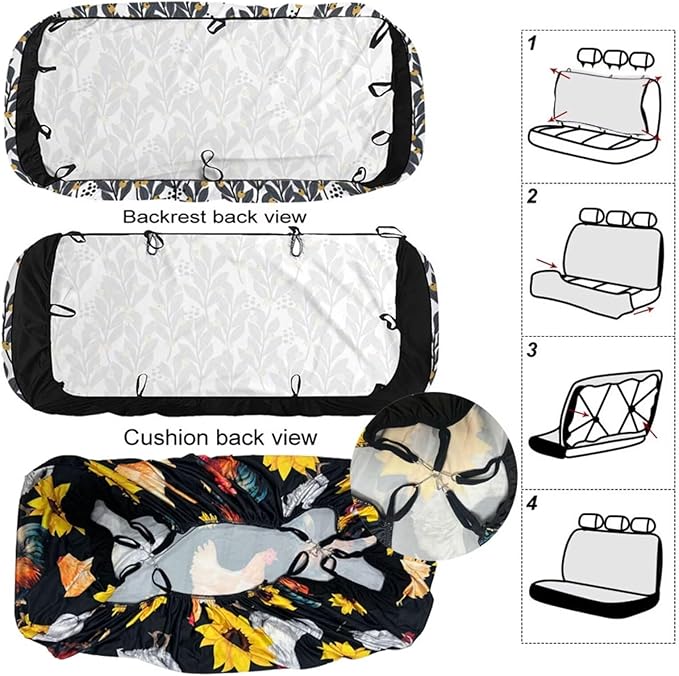 KEIAHUAN Deer Hunting Camouflage Car Seat Covers Front Seat Covers and Split Rear Bench Seat Covers Auto Interior Decorative Accessories Universal Fits Cars, Trucks, SUV, Vans