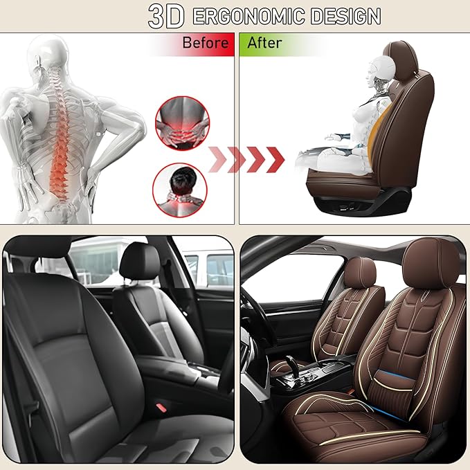 Leather Car Seat Covers Fit for Toyota Sienna 1997-2024, 5 Seater Car Seat Cover, Premium Waterproof, Scratch Resistant Car Interior Accessories (Full Set Coffee)