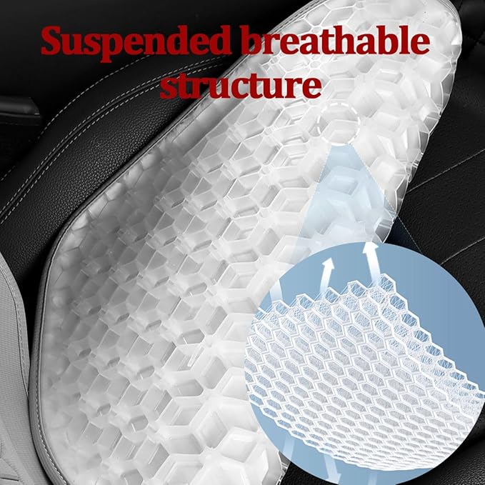Gel Car Seat Cushion, Soft Cooling Honeycomb Non-Slip Vehicle Seat Bottom Mat for Long Sitting, Breathable Automotive Interior Chair Pad to Reduce Sweat, Universal for Truck SUV RV (Blue)