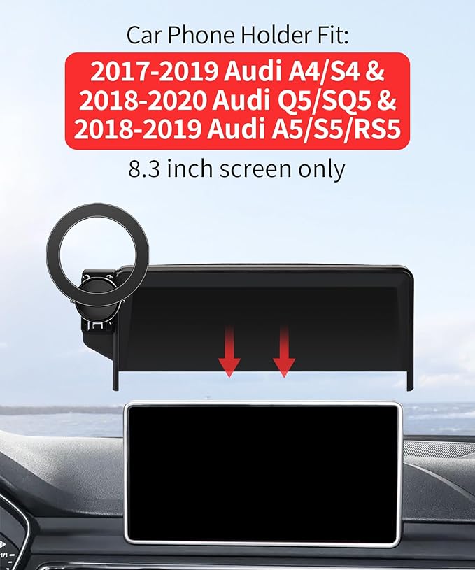 Car Phone Holder for 17-19 Audi A4&S4 / 2018-2020 Q5&SQ5 / 18-19 Audi A5&S5&RS5 Accessories 8.3-inch Screen Fixed Clip, Phone Mount Compatible with MagSafe, 360° Rotation Cell Phone Holder