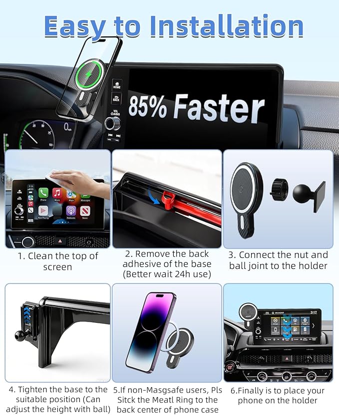 PZK Car Phone Mount for 2022-2025 2026 Chevrolet Silverado 1500/GMC Sierra 1500 LT/RST/ZR2/LTZ/LT Trail Boss Accessories 13.4-Inch Screen Chevy Car Phone Holder Magnetic 15W Fast Wireless Charger
