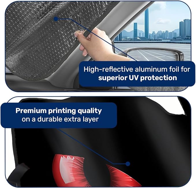 GENANY Horror Smile Cat Windshield Sun Shade for Car SUV Truck (53x17 Inches), Sun Shade Windshield, Shades for Front Windows, Protector Blocks UV, Car Decor