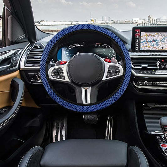 Elastic Stretch Steering Wheel Cover, Car Wheel Cover, Universal 15 Inch Car Steering Wheel Protector, Interior Accessories Microfiber Breathable Ice Silk Steering Wheel Covers for Car (Blue)