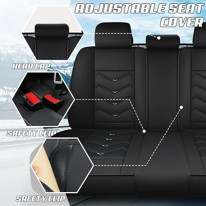 Car Seat Covers Fit for Toyota rav4 2000-2026, Stylish Sport Seat Covers, Waterproof Wear-Resistant Premium Nappa Leather Car Seat Cover.(Full Set/Black Blue)