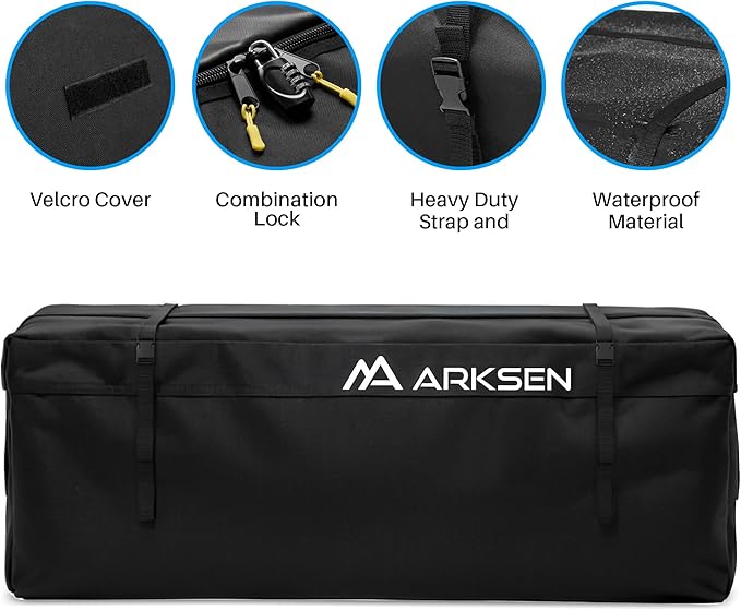 ARKSEN 58'' x 20.5'' x 24'' Waterproof Cargo Carrier Bag,Soft Sided Weather Resistant Luggage & Camping Gear Storage, Fits 60 Inch Hitch Mounted Baskets for Car, Truck, SUV, RV or Van