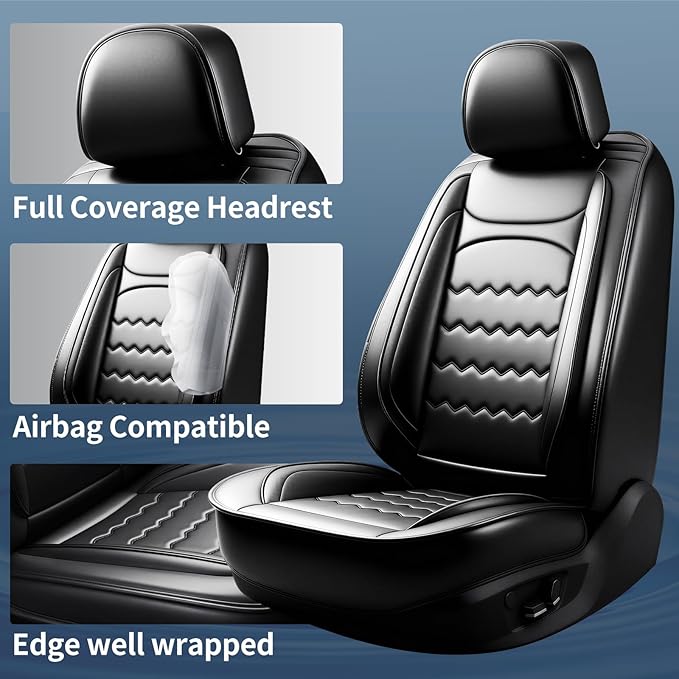 CX-50 Car Seat Covers Custom Fit for Mazda CX-50 2023-2026, Full Coverage Premium Leather Waterproof Breathable Seat Covers, Automotive Seat Protectors, Airbag Compatible(2 Front Seats, Black)