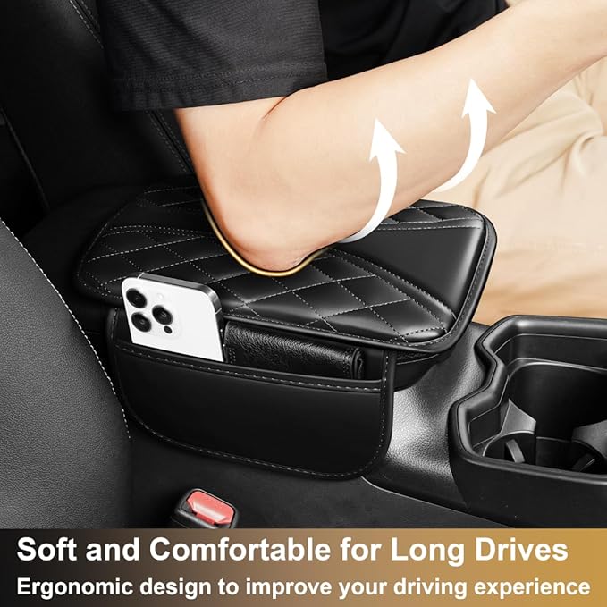 Center Console Cover Fit for 4Runner Scratch & Wear Resistant Waterproof Middle Console Cover with 2 Storage Bags(Black)