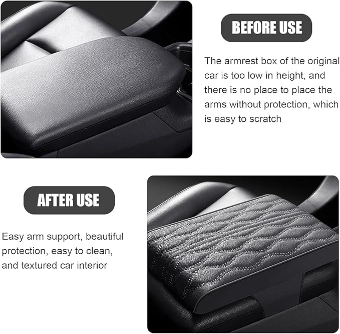 Leather Car Armrest Box Pad for Tesla Cybertruck 2023 2024, Memory Foam Car Center Console Cover Comfort Waterproof Arm Rest Cushion Pad Universal Accessories,F/Red