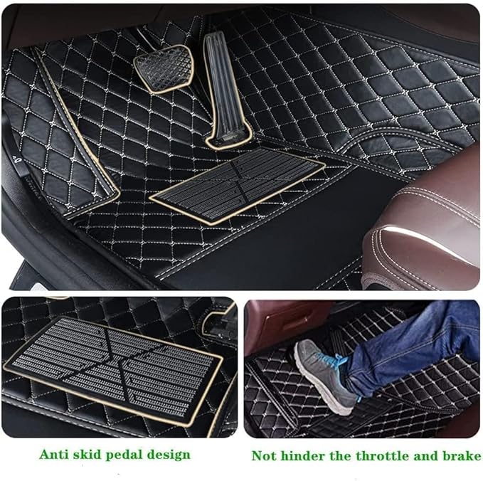 Custom Making Car Floor Mats Protection Pads for 99% Sedan/Coupe/Hatchback/SUV/Pickup Men Women Car Floor Mats Coverage Pads Anti-Slip Leather Floor Lining (Yellow)