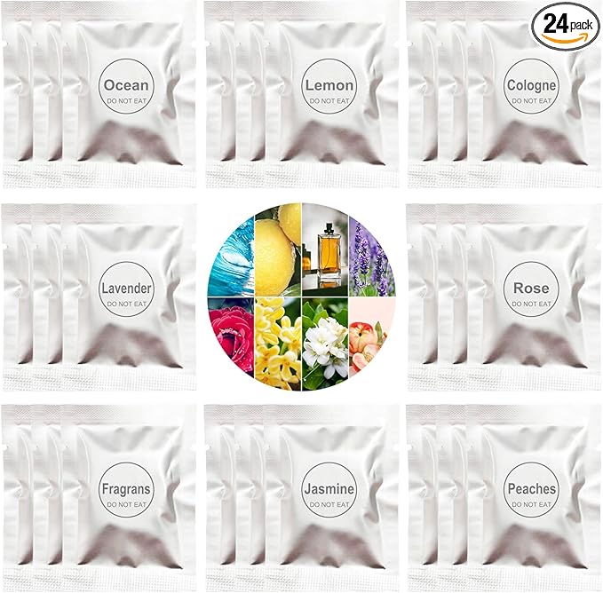 24 Pack Car Air Freshener Refills, Car Air Vent Clip Freshener Replacement Pads, Solid Fragrance Scent Refill Tablets (Lavender/Rose/Cinnamon/Lemon/Cologne/Jasmine/Ocean/Peach)