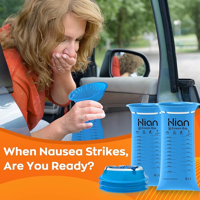 Hion Vomit Bags Disposable – 35 Pack 1000ml Emesis Bags – Leak Resistant, Medical Grade, Portable – Perfect for Motion, Car & Aircraft Sickness, Pregnant Women
