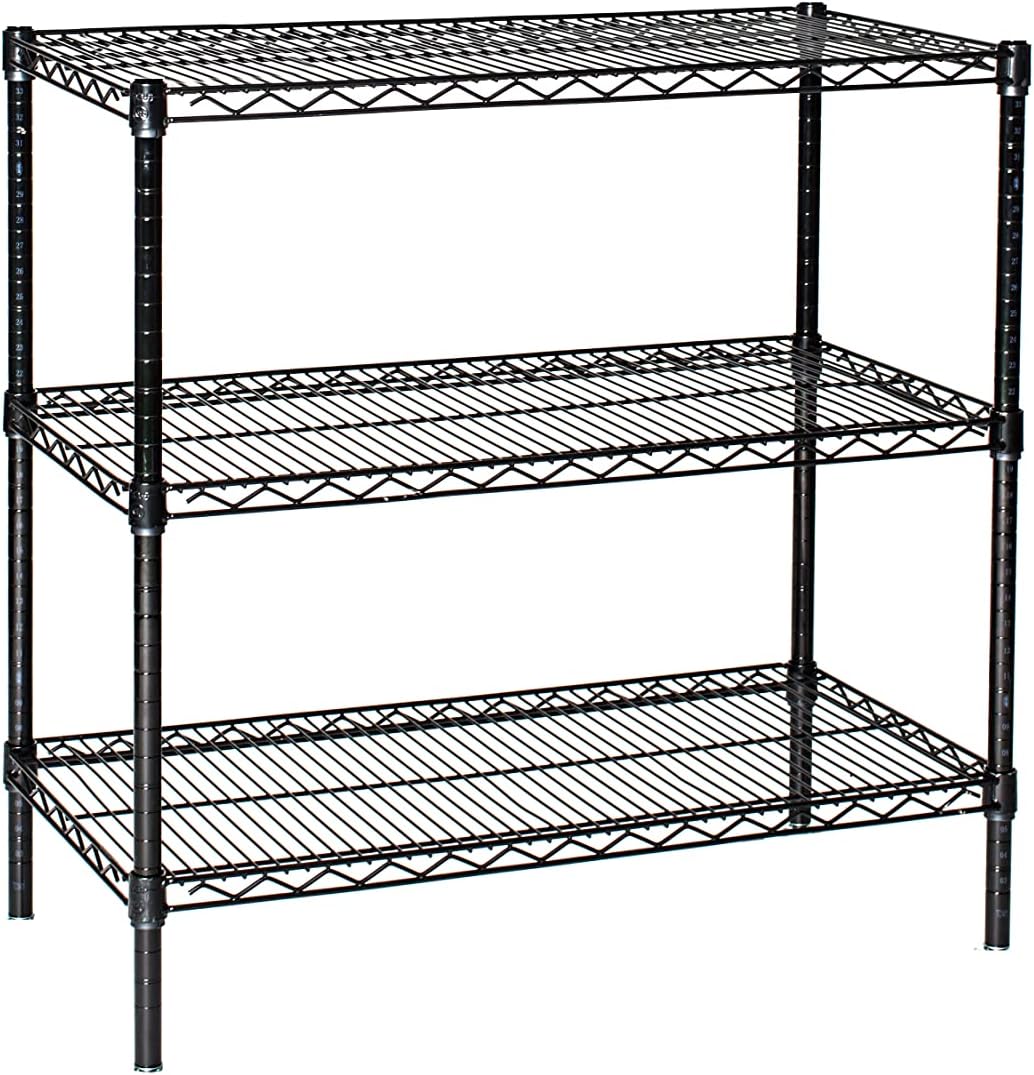 Omega 30" Deep x 36" Wide x 36" High 3 Tier Black Starter Shelving Unit