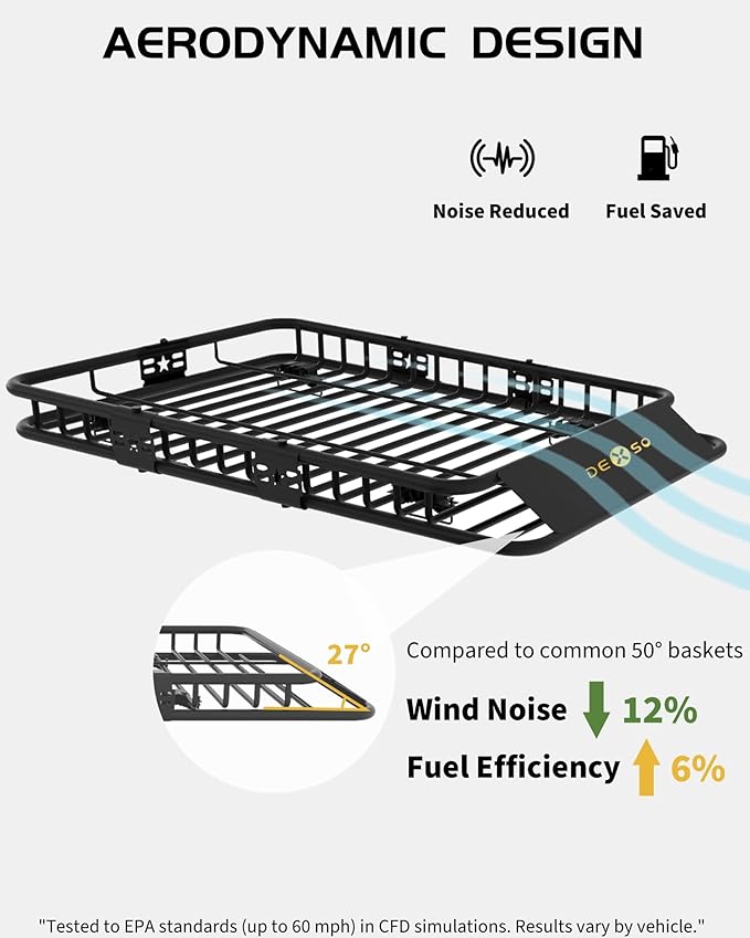 51" x 36" Universal Roof Rack Basket, 200 Lbs Capacity Rooftop Cargo Carrier Basket with 15 Cubic Feet (44" x 34" x 17") Waterproof Luggage Bag, for Suvs, Trucks, Vehiclesor Suvs, Trucks, Vehicles