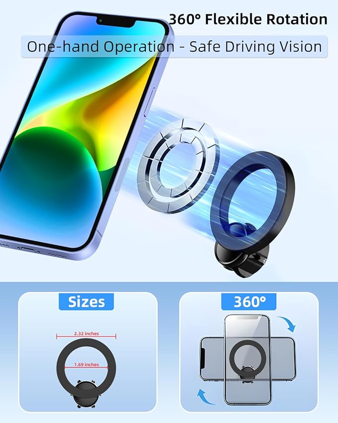 PZK Car Phone Mount for Toyota RAV4 2013-2015 2016 2017 2018 Accessories Custom Air Vent Compatible with Magsafe Phone Holder Hands Free 360° Rotation Cell Phone Automobile Cradles