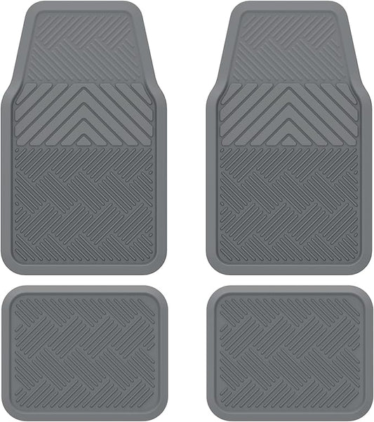ClimaTex Heavy Duty Car, Truck, Van, and SUV Automobile Floor Mats for Floor Protection, Weatherproof Deep Channel No-Slip Front and Back Seat Floor Mats, 4 Piece Set, Gray