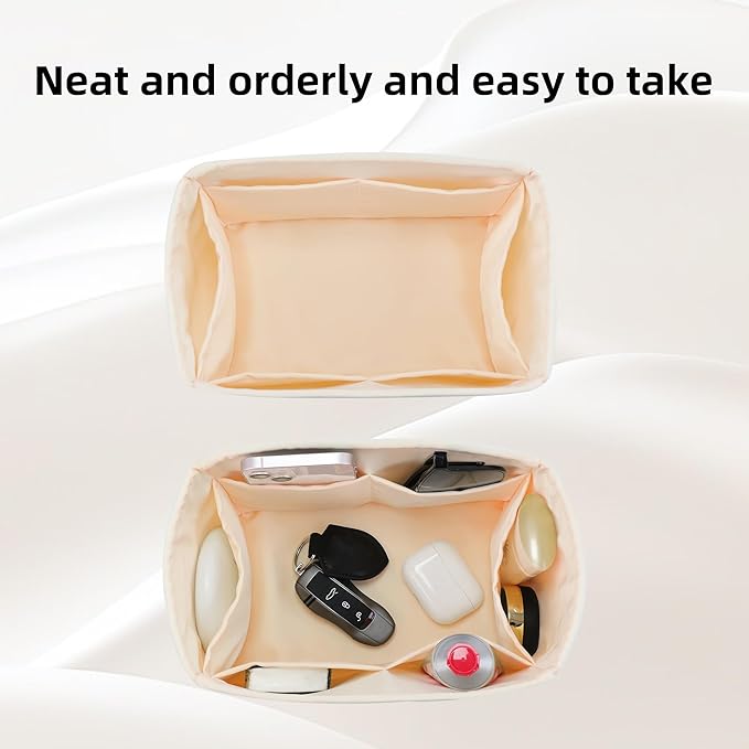 DGAZ Silk Purse Organizer Insert Fits LV Speedy 16/20/25/30/35/45 bags，Silky Smooth Bag Organizer，Luxury Handbag & Tote Shaper（Craie，SP20）