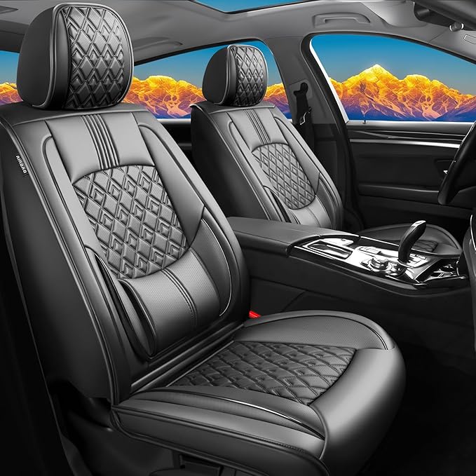 Fit Avalon Car Seat Covers for Toyota Avalon 2001-2024 2025 2026 - Upgraded Premium Waterproof & Breathable Leather, Airbag Compatible, All-Weather Seat Cushion Protector (Full Set, Black)