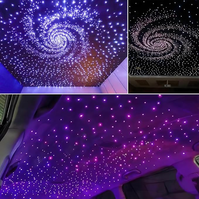AKEPO 32W Dual Head RGBW Twinkle+ Sound Activated+APP Fiber Optic Lights Kit Star Ceiling Sky Light 16.4ft/5m Total 1550pcs of Mixed Strands 0.75+1+1.5mm for Home Indoor Decor/Car Headliner Starlight
