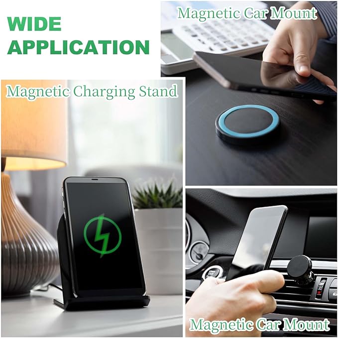 PATIKIL Universal CD Stripe Magnetic Adapter Ring, 4 Pcs Ultra-Thin Sticker Ring Adhesive Nickel-Iron Alloy for Phone Cases Holder Wireless Charging Car Mount Kit, Light Blue