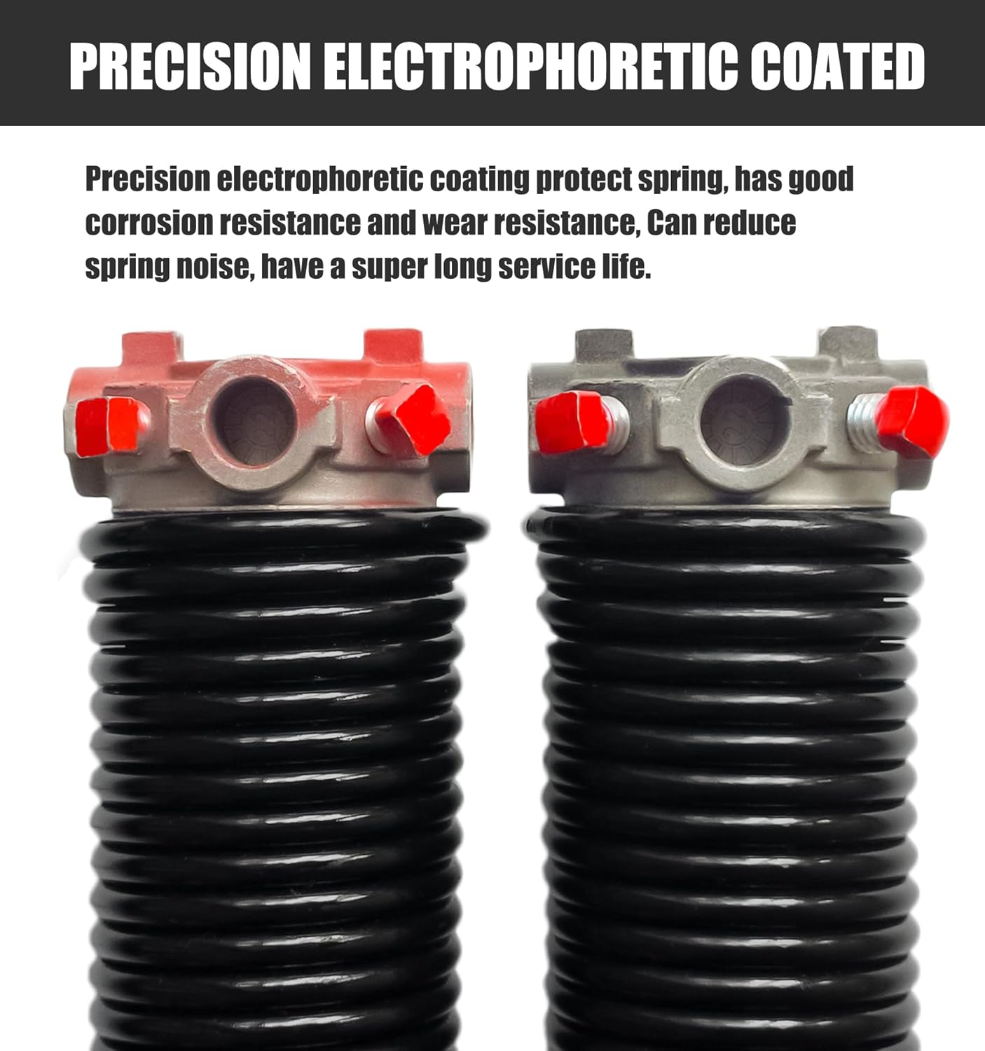 Garage Door Torsion Spring Set, Pair of 2" Electrophoresis Coated Garage Door Springs Replacement with 2 Non-Slip Winding Bars and Bearing, Minimum 16000 Cycles (.207x2x20")