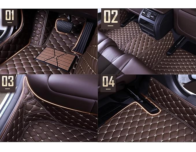 Custom Personalized Floor Mats for Cars，Luxury Full Coverage All Weather Car Floor Mats，Anti-Slip Leather Car Mat Set ，Custom Floor Mats for 99% of Cars, Trucks & SUVs (Yellow)
