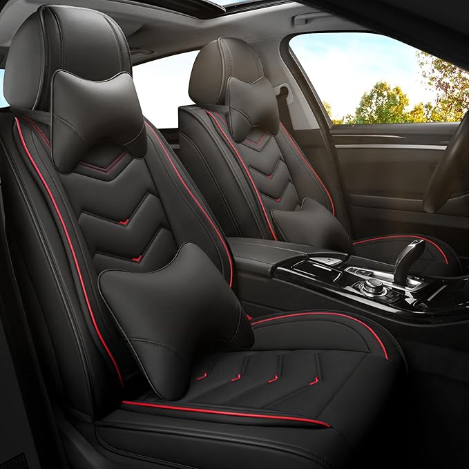 Car Seat Covers for VW Eos 2007-2016, Premium Nappa Leather Car Seat Cover, Stylish Sport Seat Covers， Automobile Seat Cover Sets.(Luxury 2 Seats/Black)