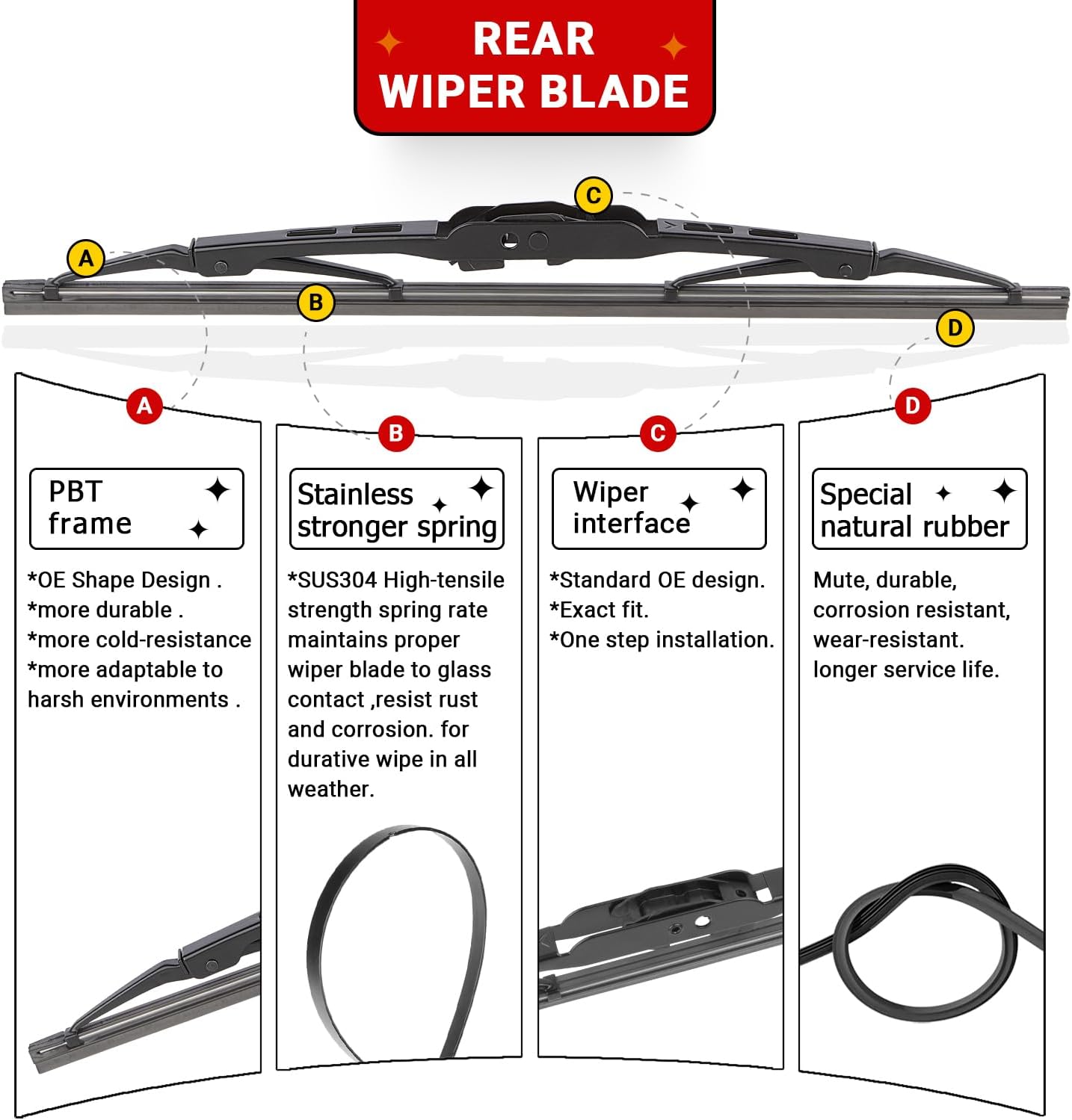 Windshield Wiper Blades Replacement for 1999-2004 Honda Odyssey / 1999-2003 Lexus RX300 Original Factory Quality Front Rear Wipers Blade Set for My Car - 24" 21" 16"