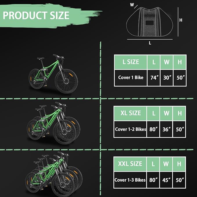 JUIN Waterproof Bike Cover for Transport: 900D Heavy Duty Oxford Fabric Bicycle Cover with Visible Tail Lights for Outdoor Travel - Bike Cover on Car Hitch Storage on Rear Bike Rack - Fits 3 Bikes