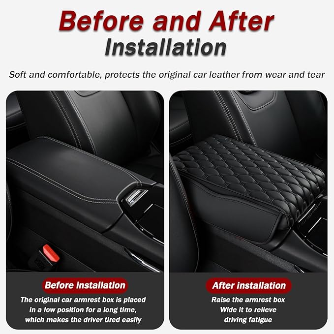 Car Center Console Cover for KIA Sorento (7seats) 2013-2014, Thick Armrest Cushion Pad with Side Storage Pockets, Center Console Protector, Arm Rest Cover for Cars, SUVs & Trucks