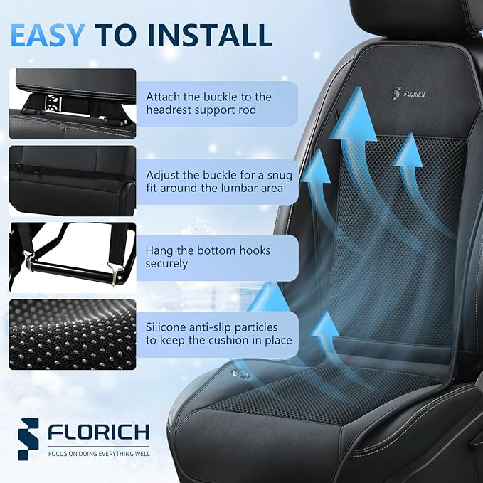 FLORICH Cooling Car Seat Covers with 8 Turbo Fans Car Seat Cooling Pad with Blowing & Suction 12V-24V Ventilated Seat Cover 3-Speed Adjustable Cooling Seat Cushion Universal Fit for Car SUV Truck Van