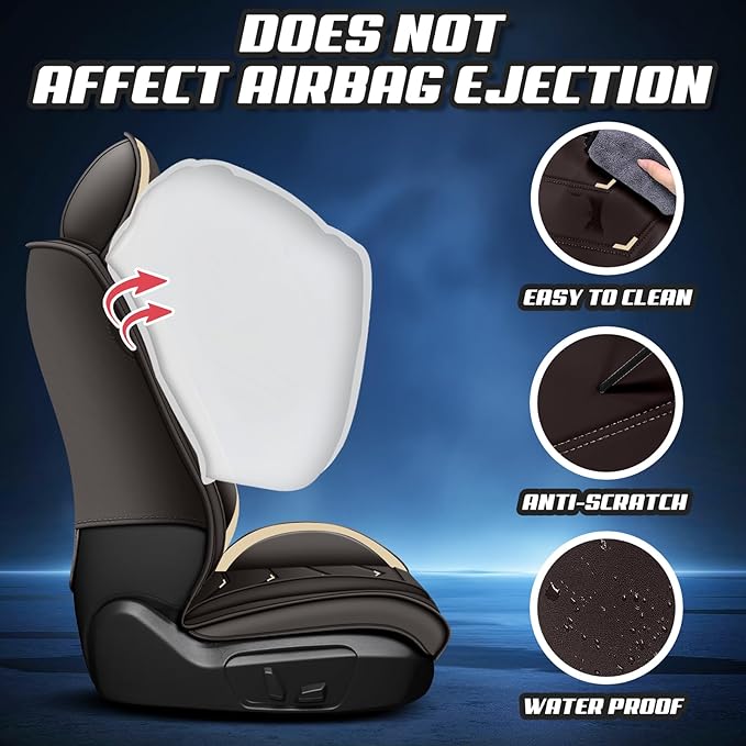 Car Seat Covers for Jeep Grand Cherokee L 2021-2025, Premium Nappa Leather Car Seat Cover, Stylish Sport Seat Covers， Automobile Seat Cover Sets.(Luxury 5 Seats/Coffee Color)