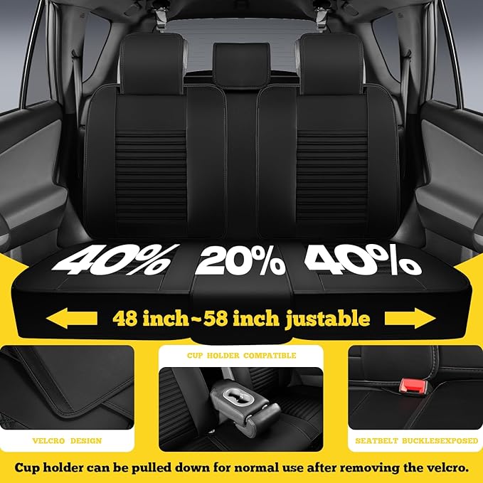 LINGVIDO Front Car Seat Covers, Faux Nappa Leather, Airbag Compatible and Waterproof Protectors for Sedans SUVs, Breathable Anti-Slip Interior for Commuters and Rideshare, Black/Gray