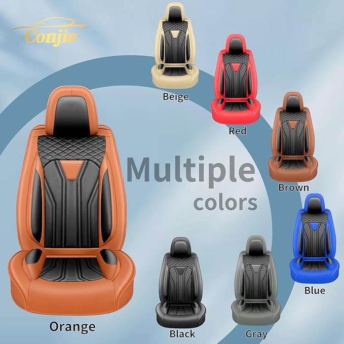 Fit Sonata Car Seat Covers Premium Leather for Hyundai Sonata 2007-2025 2026. Waterproof， Breathable, Scratch-Resistant & All-Weather Seat Cushion Protector（Full Set,Orange&Black