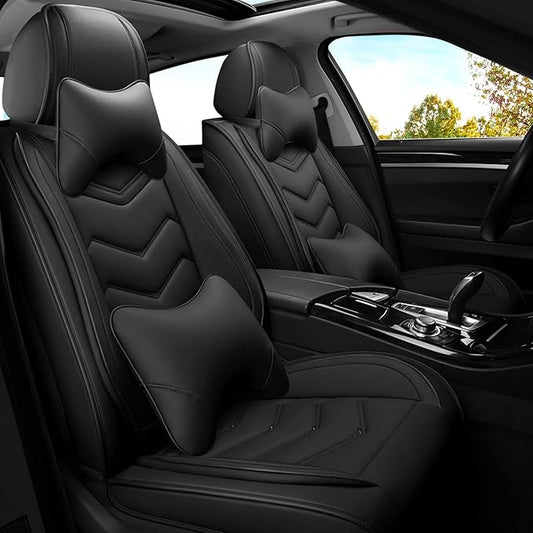 Car Seat Covers for Lexus ES 350 2007-2025, Premium Nappa Leather Car Seat Cover, Stylish Sport Seat Covers， Automobile Seat Cover Sets.(Luxury 2 Seats/Pure Black)
