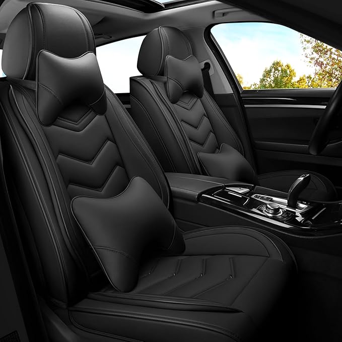 Car Seat Covers for Mercedes-Benz S-Class 2005-2025, Premium Nappa Leather Car Seat Cover, Stylish Sport Seat Covers， Automobile Seat Cover Sets.(Luxury 2 Seats/Pure Black)
