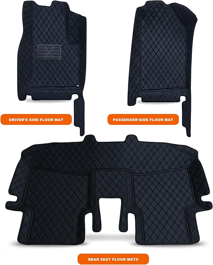 All-Weather car Floor MATS-Suitable for 99% of car Models,Leather car mat, offering Personalized Embroidery and Multiple Color Options,Provide Protection for car Rug (Rice1)
