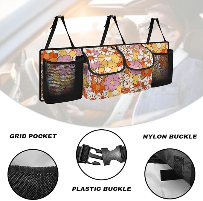 Floral Flowers Car Trunk Organizer Auto Hanging Seat Back Storage Hanging Backseat Car Organizer,Car Accessories