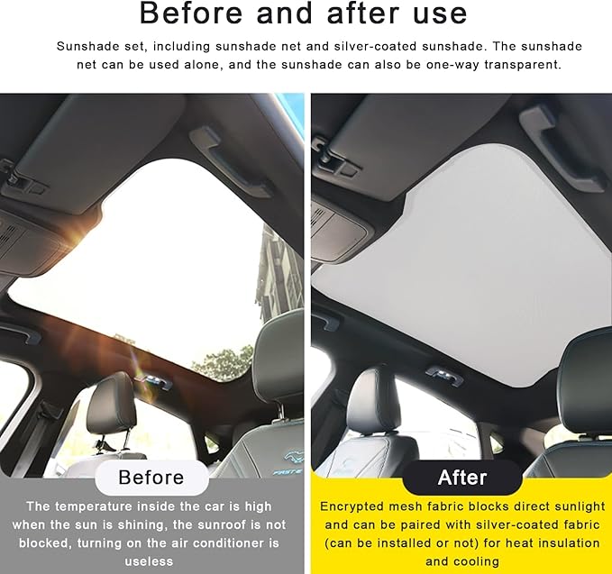 Sunshade Roof Compatible with Tiguan 2010-2017 SUV, Foldable Glass Roof Sun Shade, UV Protection Heat Insulation Sunroof Shade with Storage Bag