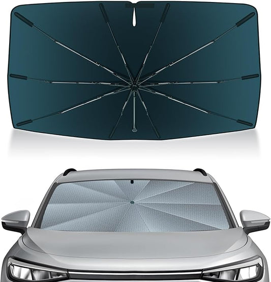 Autorder Windshield Sun Shade Umbrella for 2021-2025 2026 Volkswagen VW ID.4 Accessories,Upgraded Ice Crystal Material,Easy Setup Umbrella Sunshade for Car Windshield,100% Sun Blocking