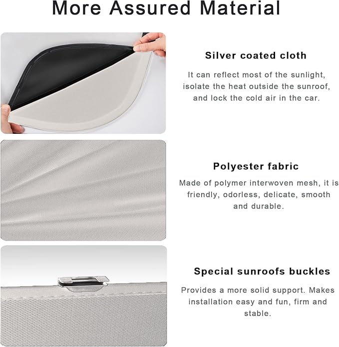 Sunshade Roof Compatible with Volvo C40 2021-2023, Foldable Glass Roof Sun Shade, UV Protection Heat Insulation Sunroof Shade with Storage Bag