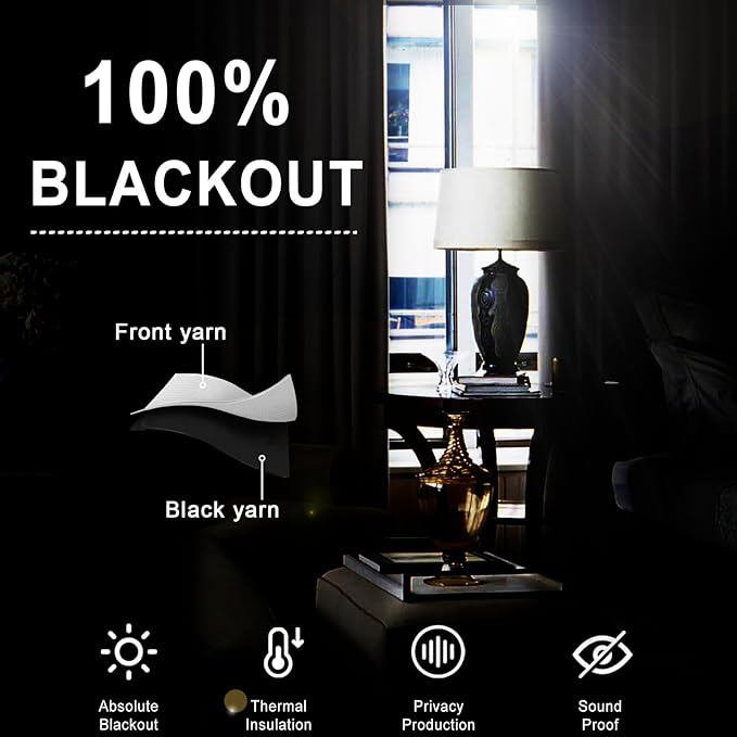 XWZO Thermal Insulated 100% Blackout Curtains with Tiebacks, Noise Reducing Drapes with Black Lining, Full Light Blocking Drapery Panels with Grommets for Bedroom, Christmas Red, W60 x L63, Set of 2