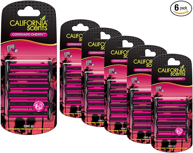 California Scents Vent Stick Air Freshener (Coronado Cherry Scent, 6 Pack) (CVS007-6AME)